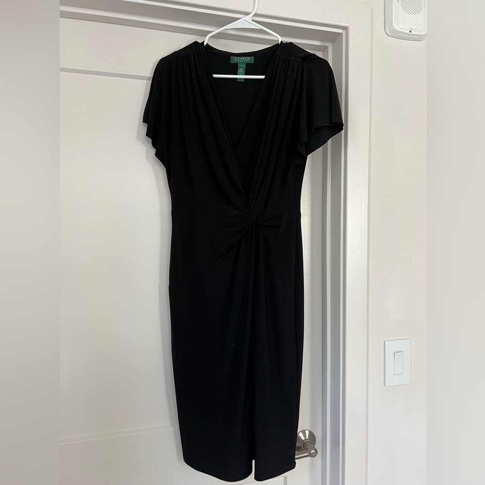 Lauren Ralph Lauren Black Faux Wrap Dress